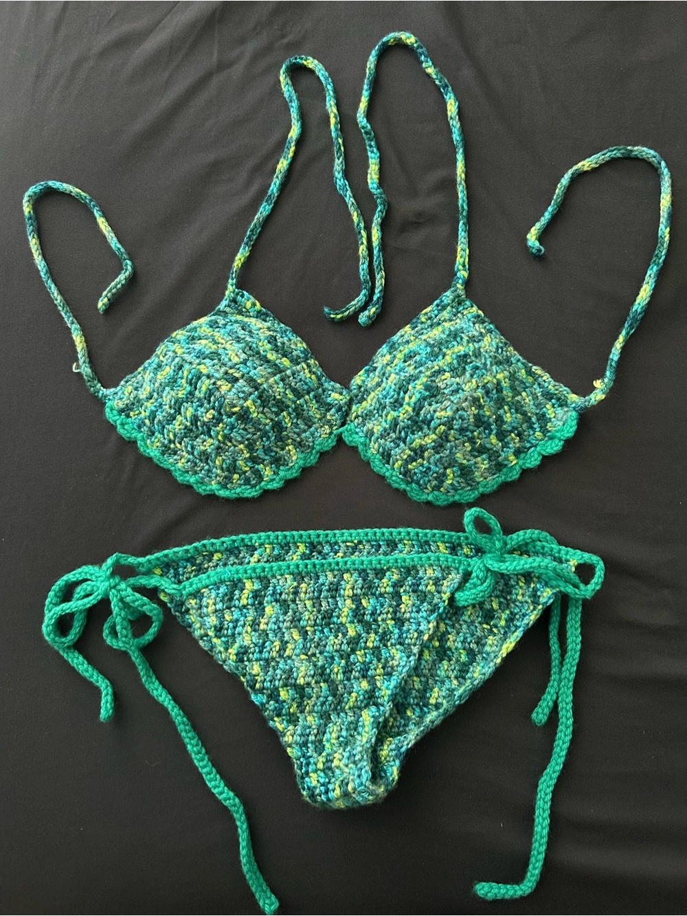 Handmade Crochet Bikini Set in - Teal/Blue